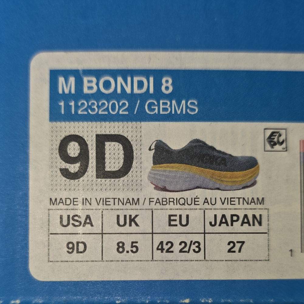 Hoka Bondi 8 Running Shoes - Blue and Yellow